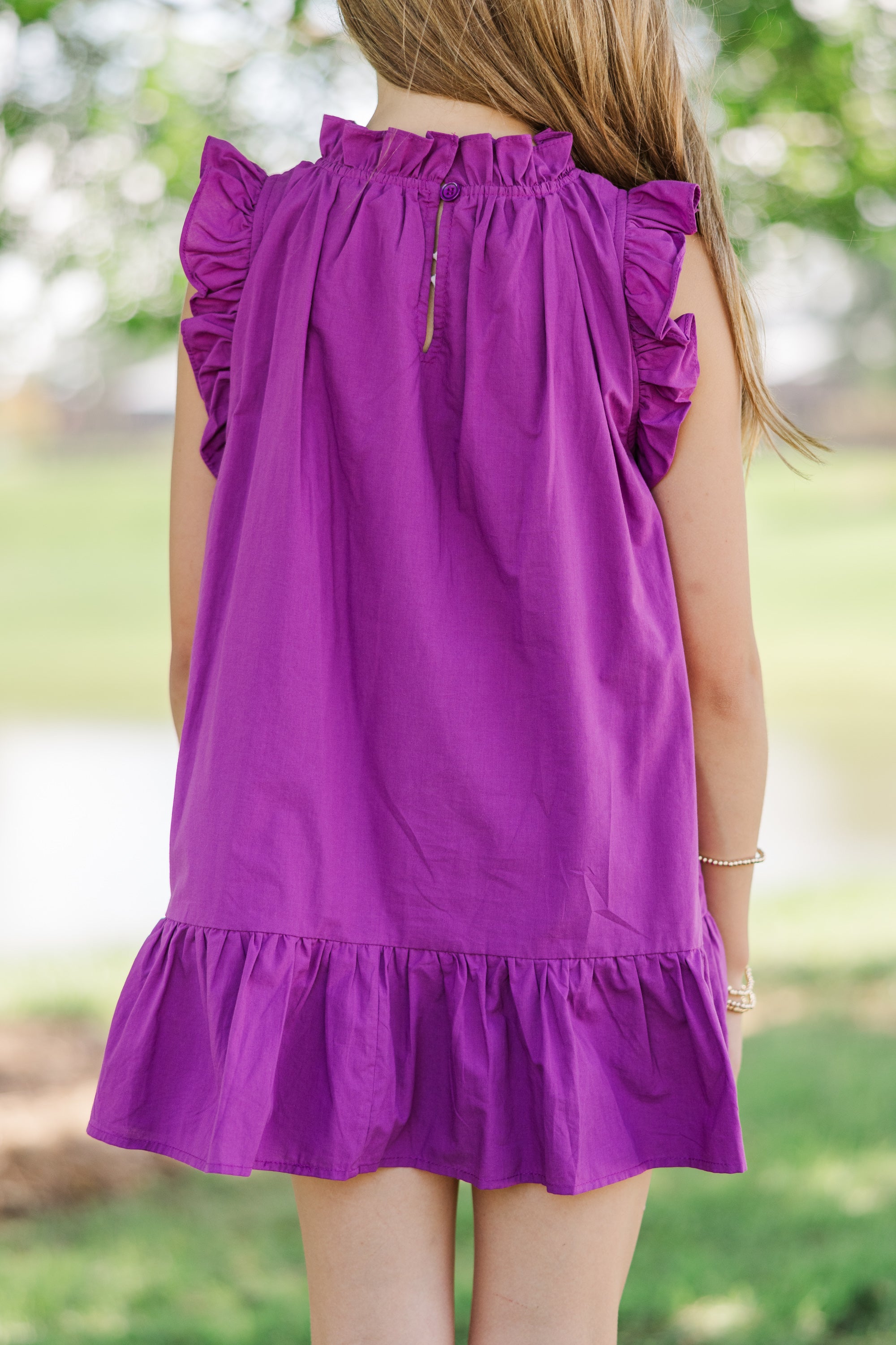 Girls' Irresistible Plum Purple Ruffled Fun Dress
