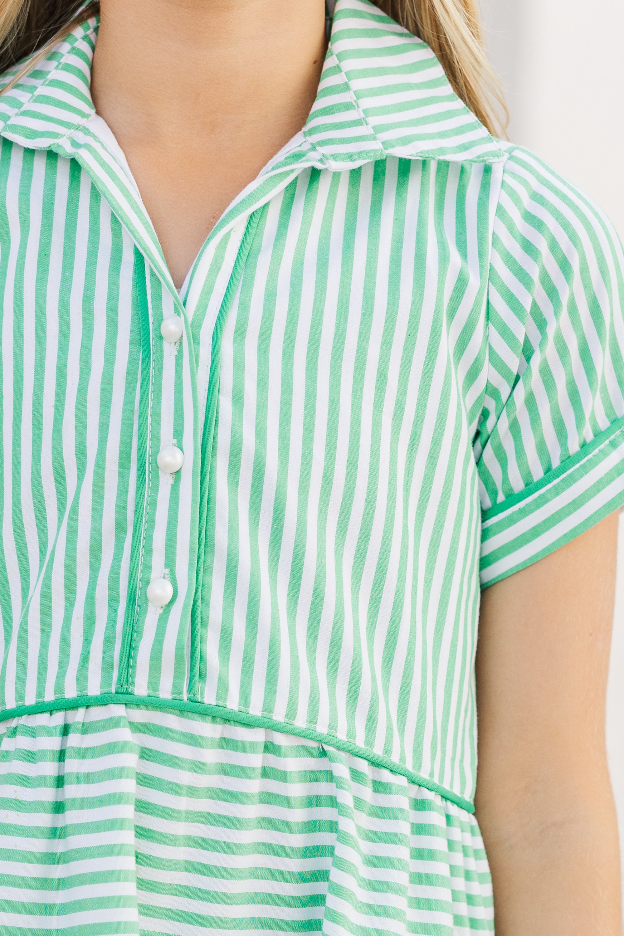 Must-Hear: Girls' Mint Green Stripe Babydoll Dress