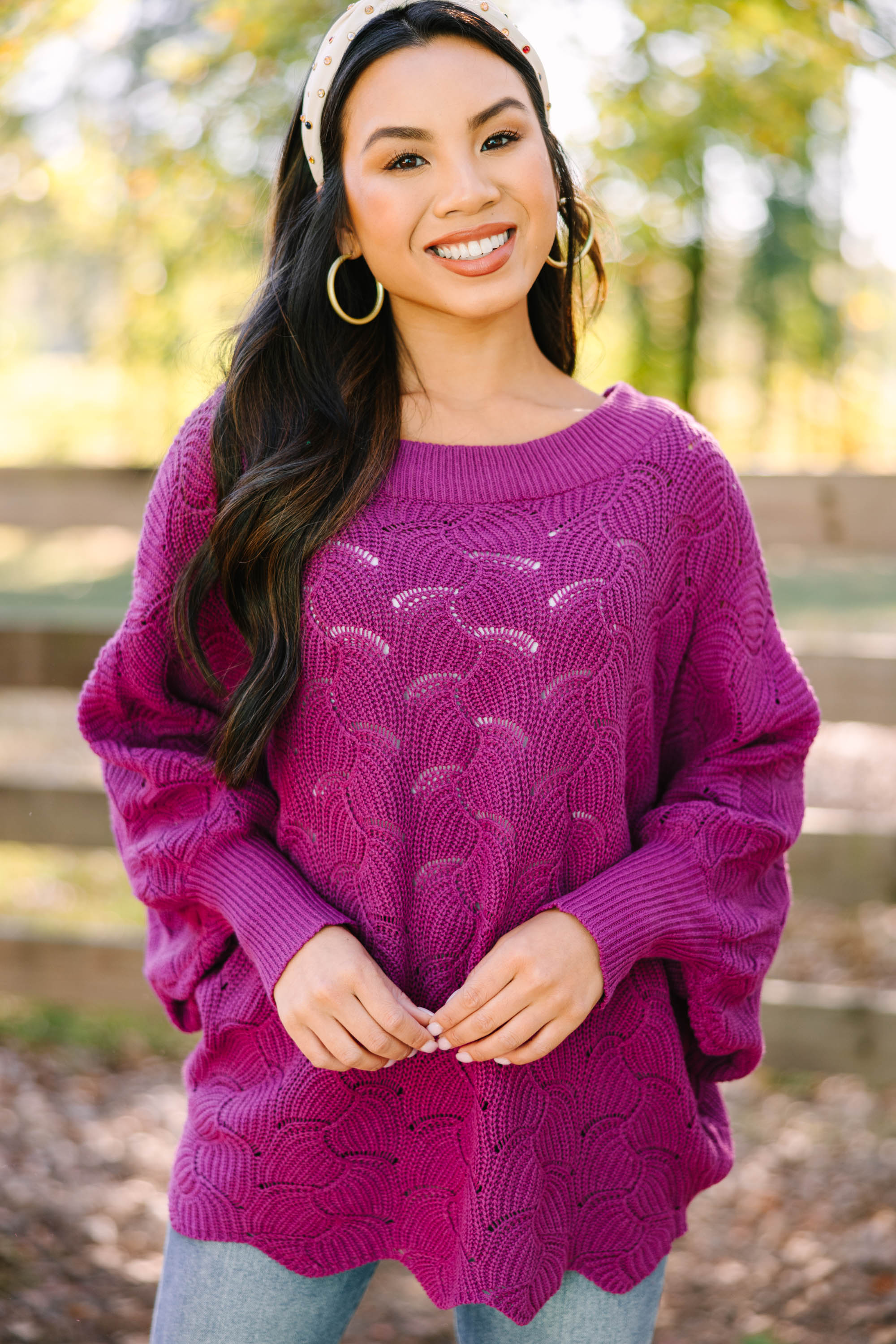 Stunning Magenta Purple Batwing Sweater for a Fashion Breakthrough