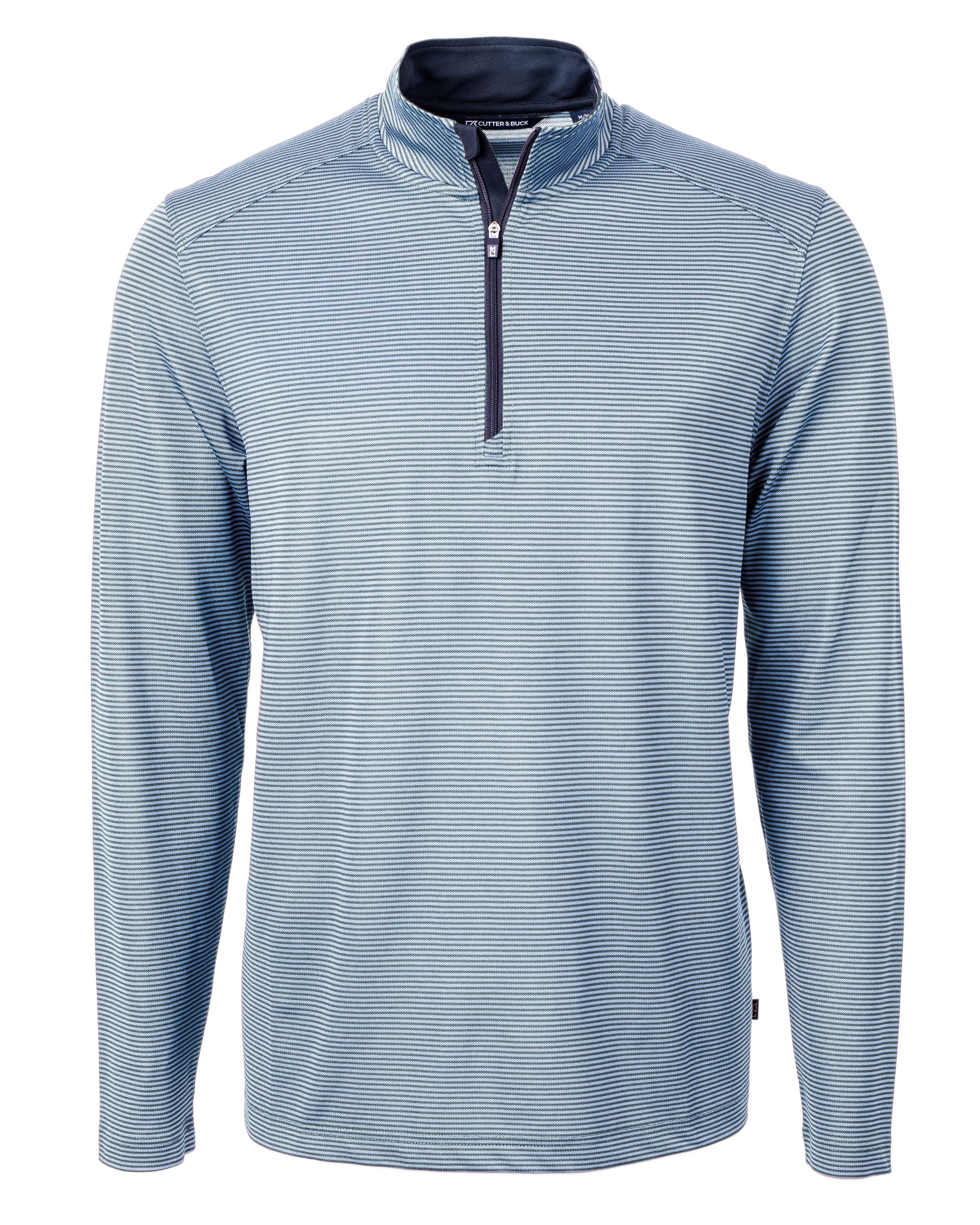 Cutter & Buck Tall Virtue Eco: Sustainable Micro Stripe Recycled Quarter Zip for Men