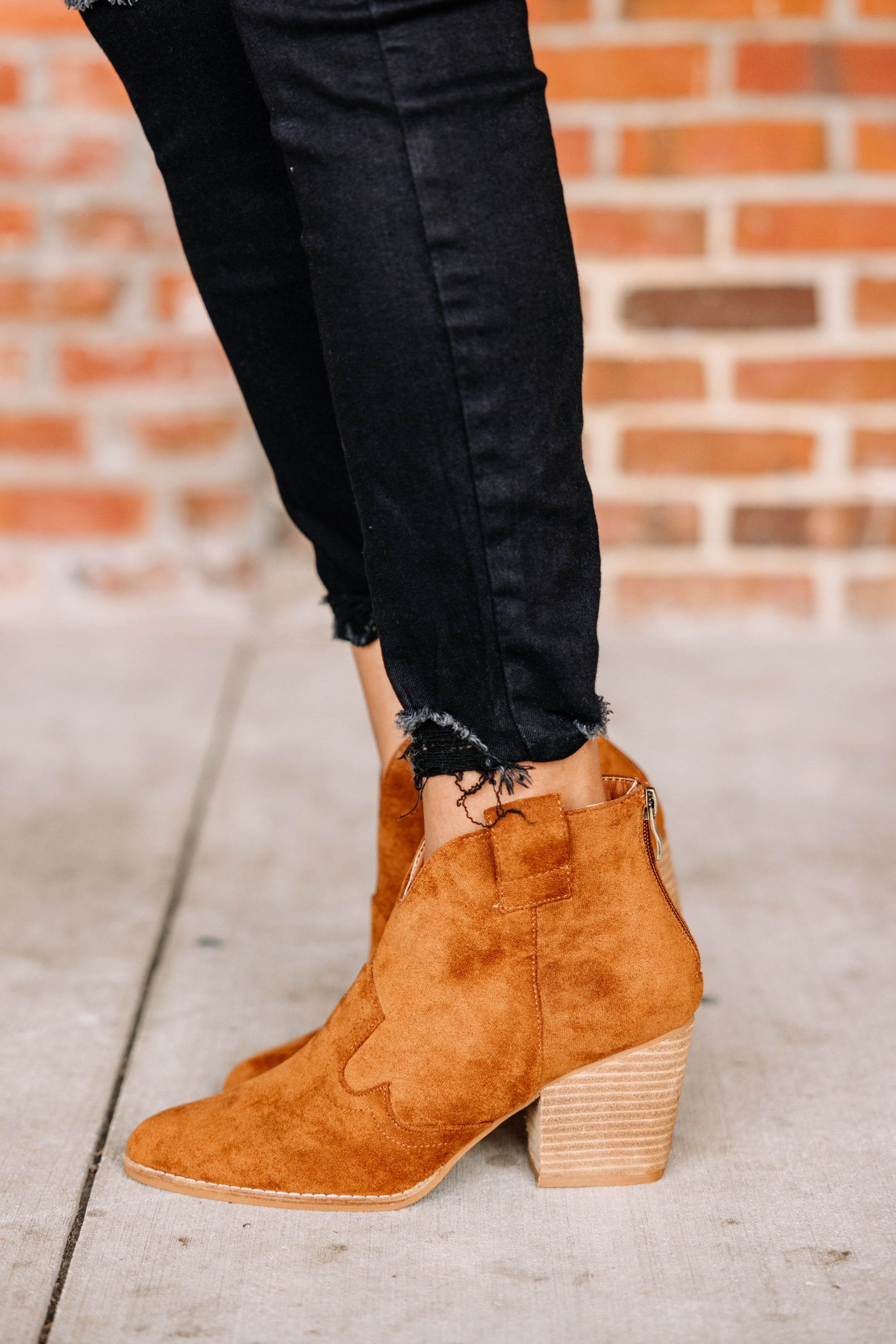 High Hopes Tan Brown Western Heel Booties - Must-Have for Fall!