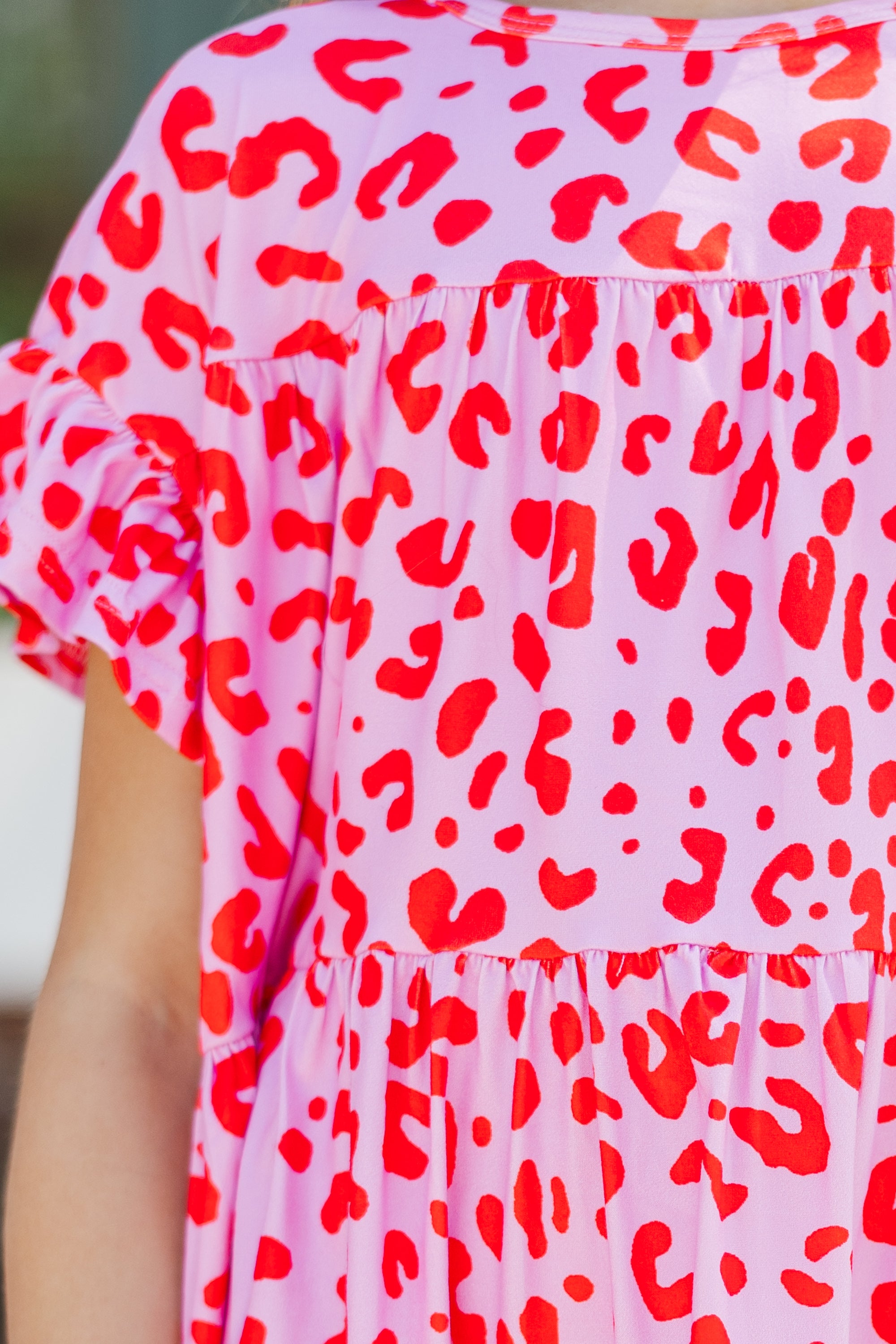 Girls' Fuchsia Pink Leopard Loose-Fit Babydoll Dress: Breathtaking Style!