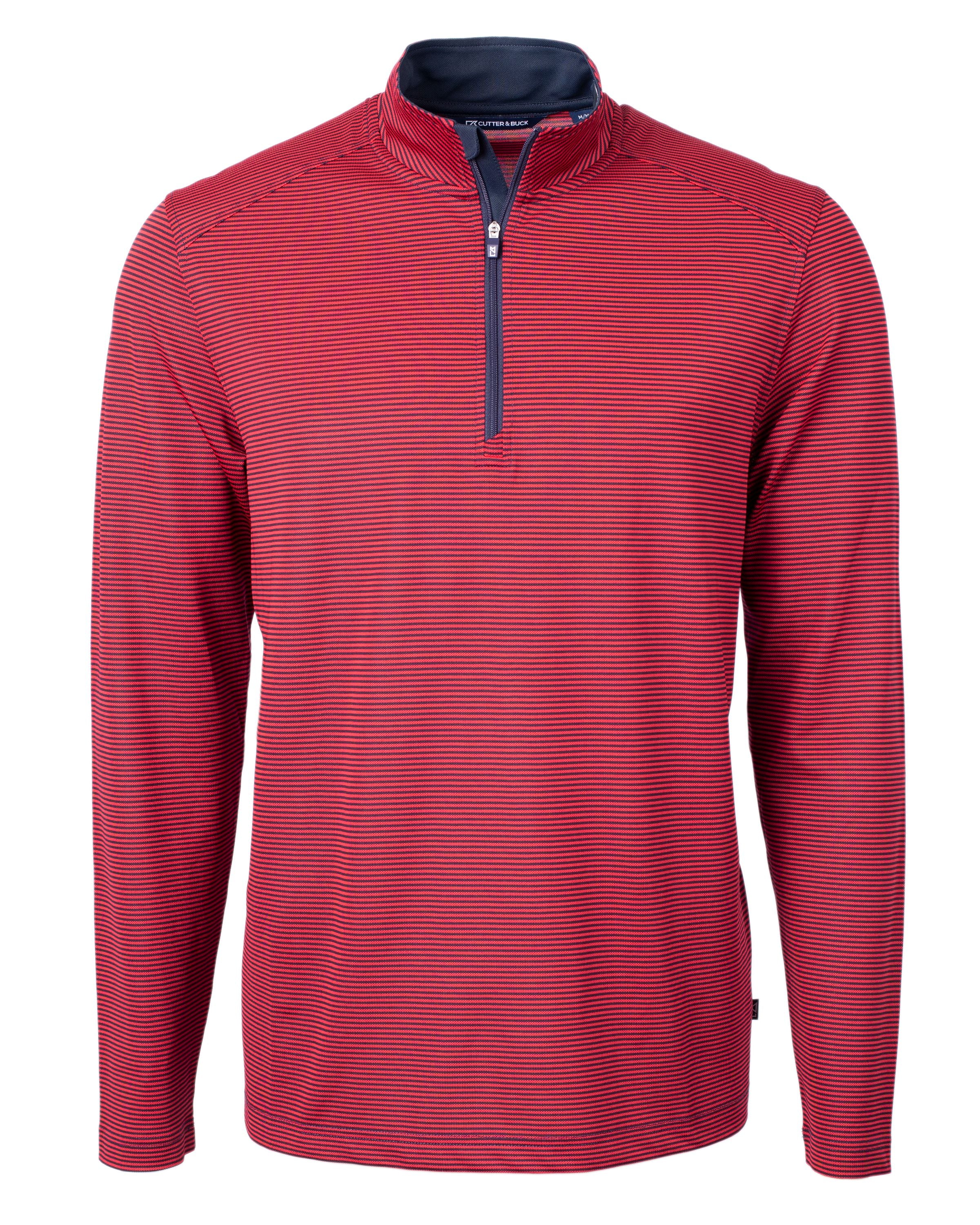Cutter & Buck Tall Virtue Eco: Sustainable Micro Stripe Recycled Quarter Zip for Men