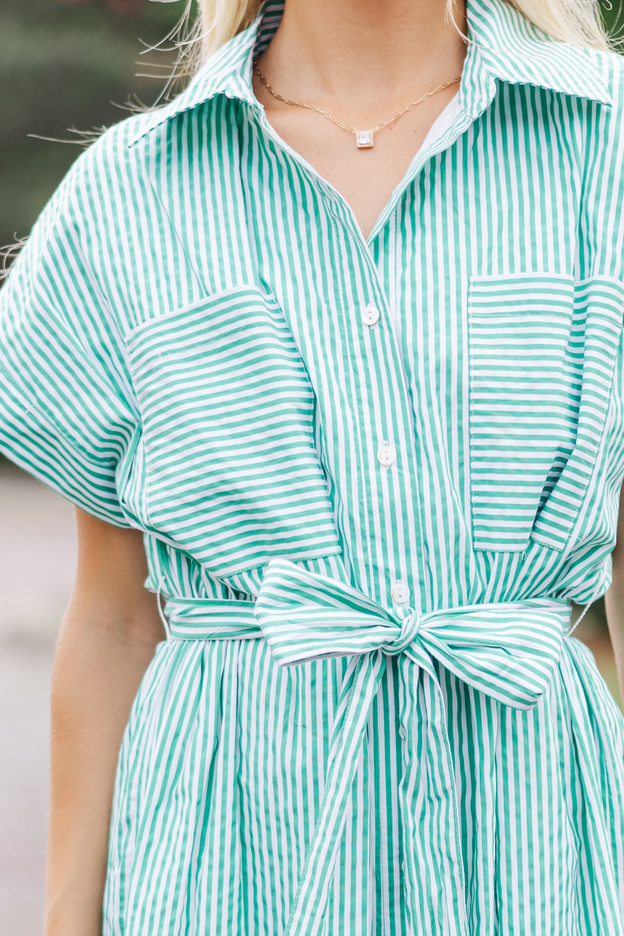 Gorgeous Green Striped Midi Dress - Get Yours Now!