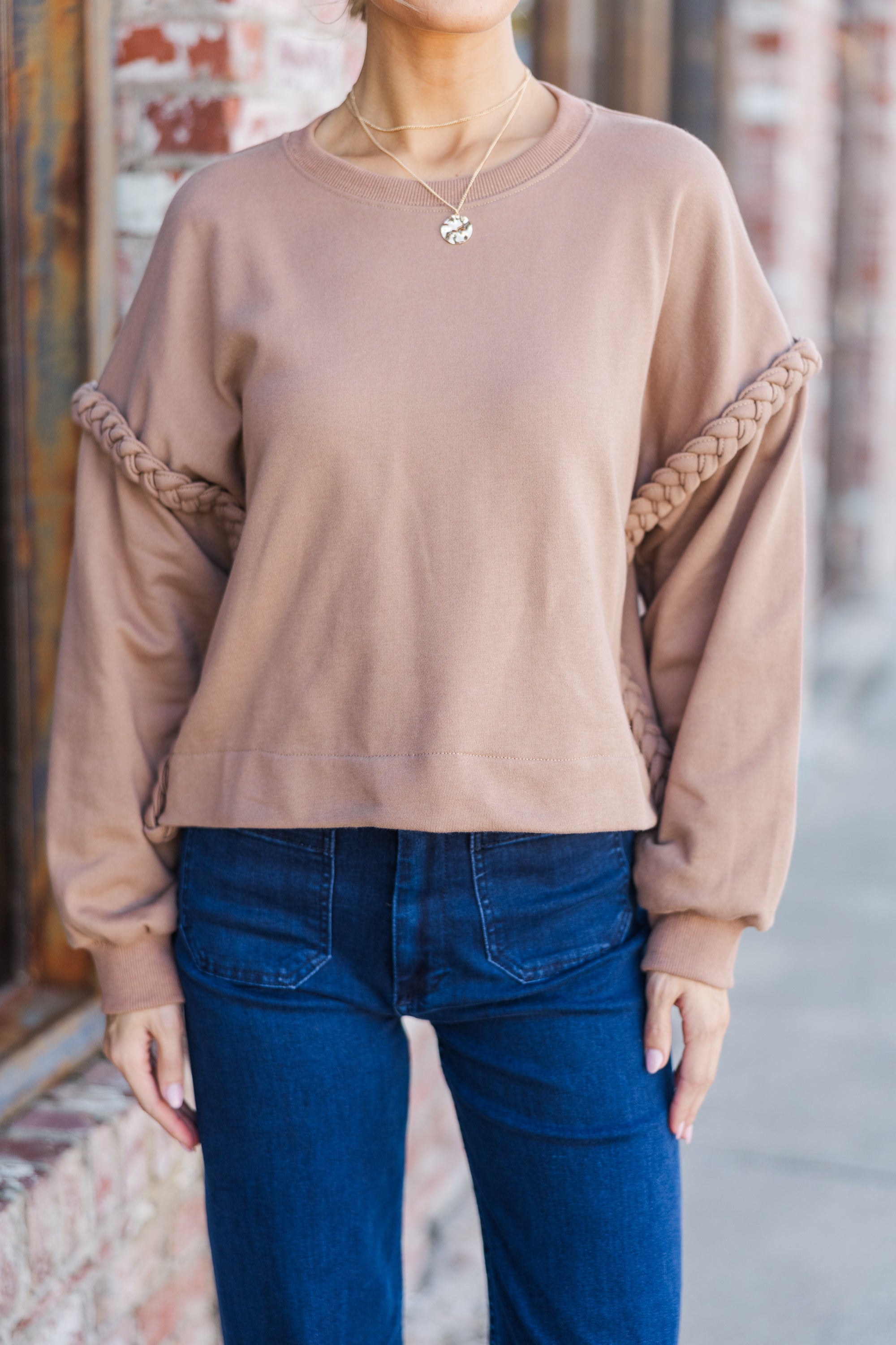 Gorgeous Glow Mocha Brown Braided Sweater - Get Yours Now!
