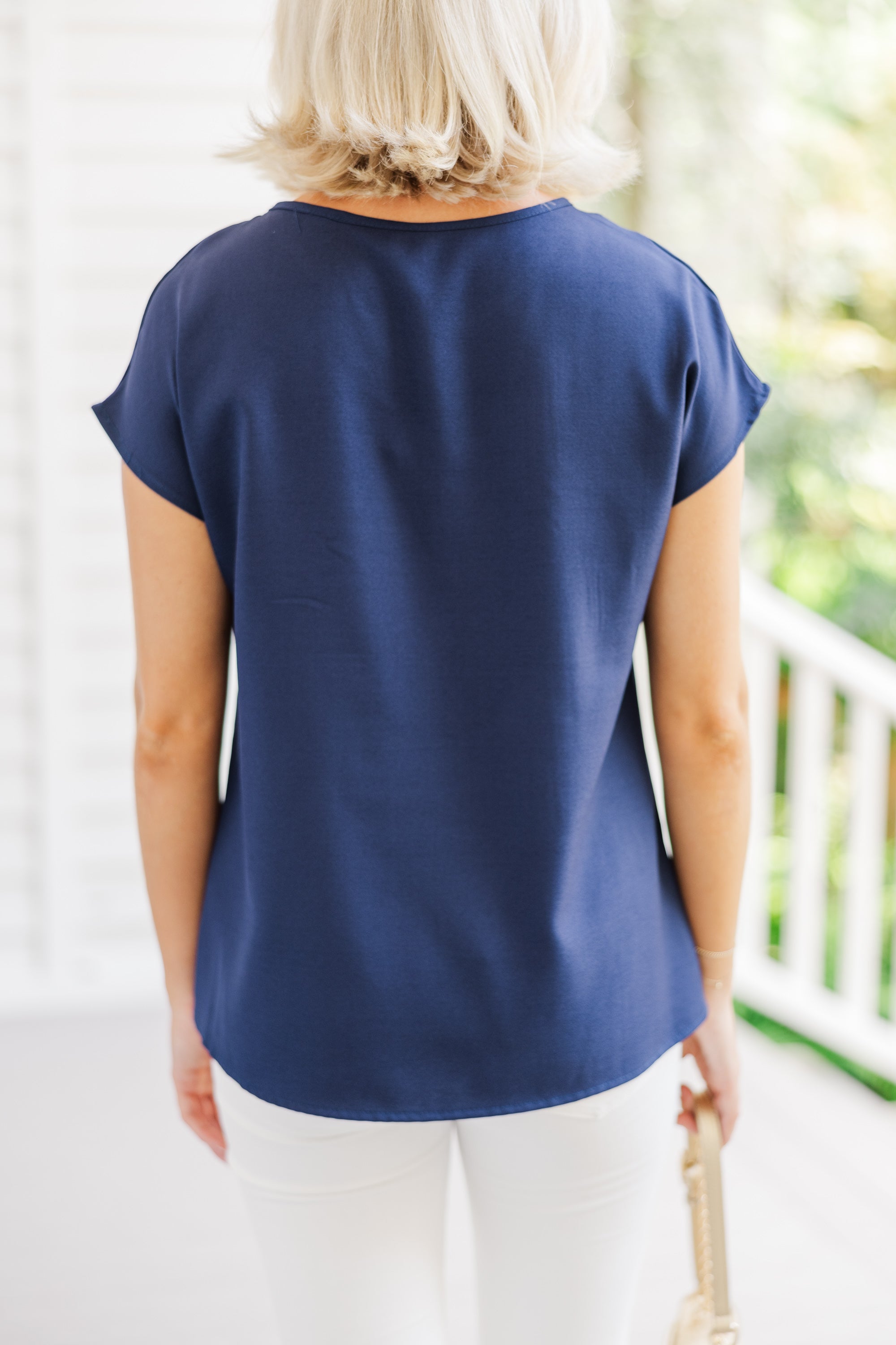 Gorgeous Navy Blue Cap Sleeve Top - A Must - Have!