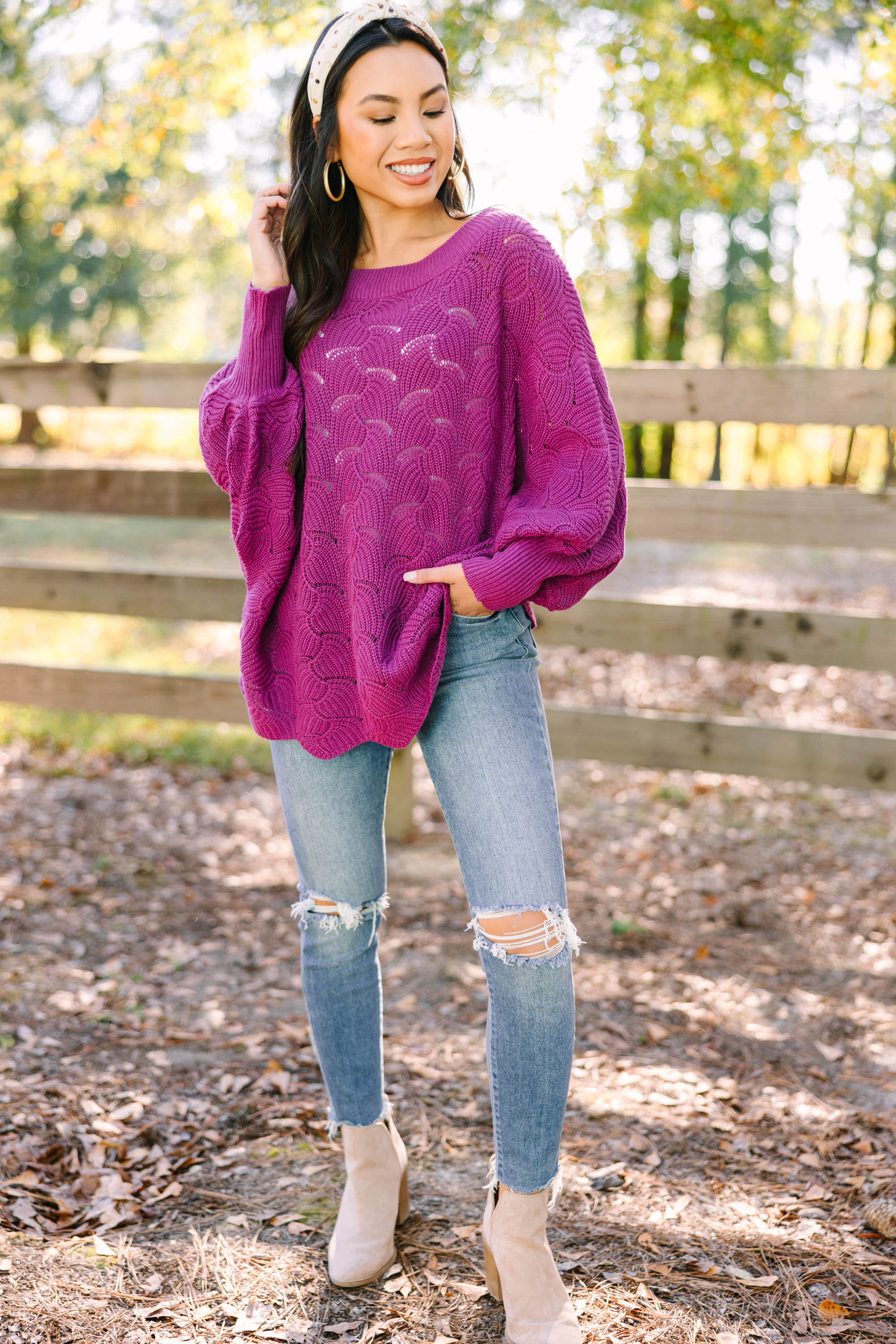 Stunning Magenta Purple Batwing Sweater for a Fashion Breakthrough