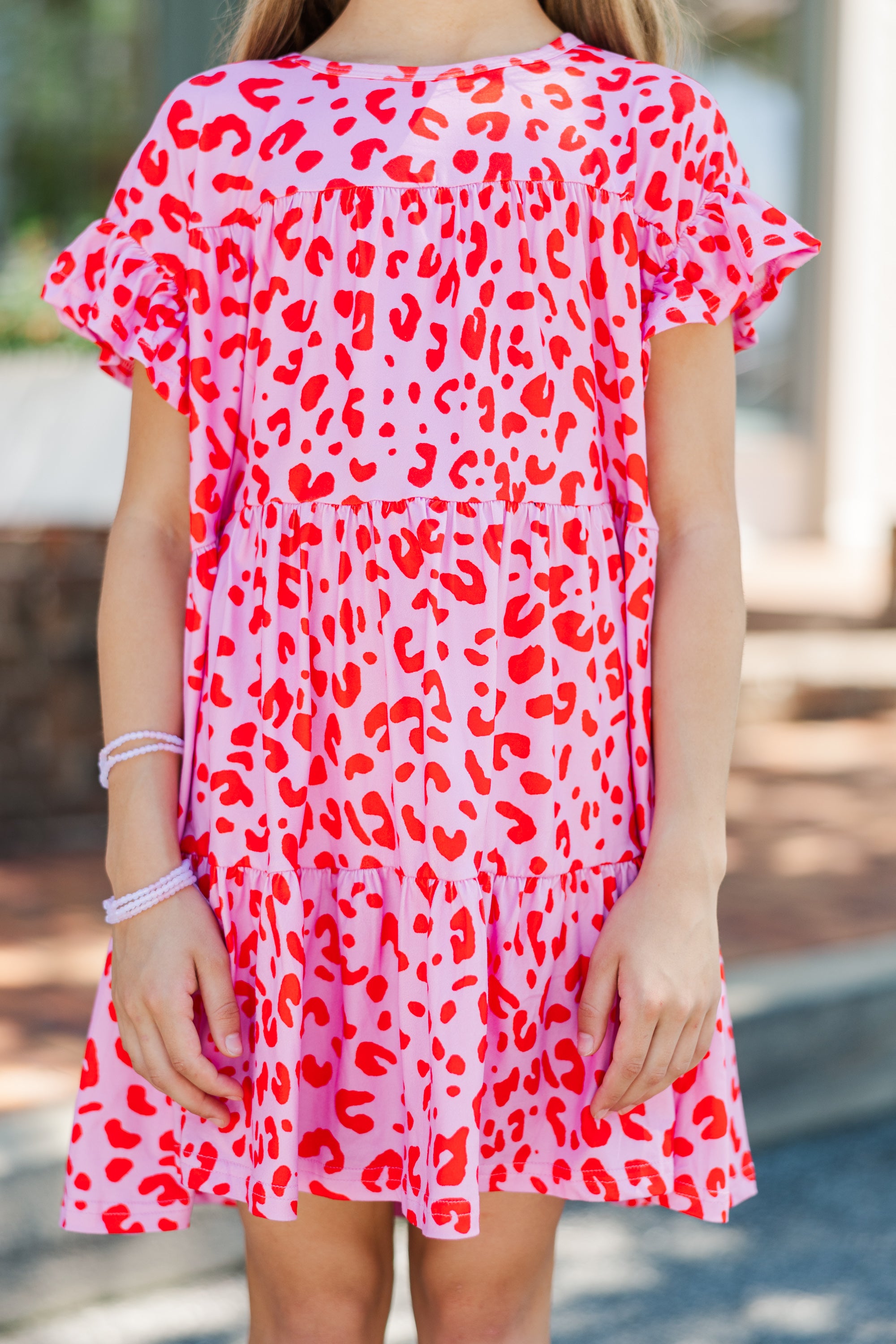 Girls' Fuchsia Pink Leopard Loose-Fit Babydoll Dress: Breathtaking Style!