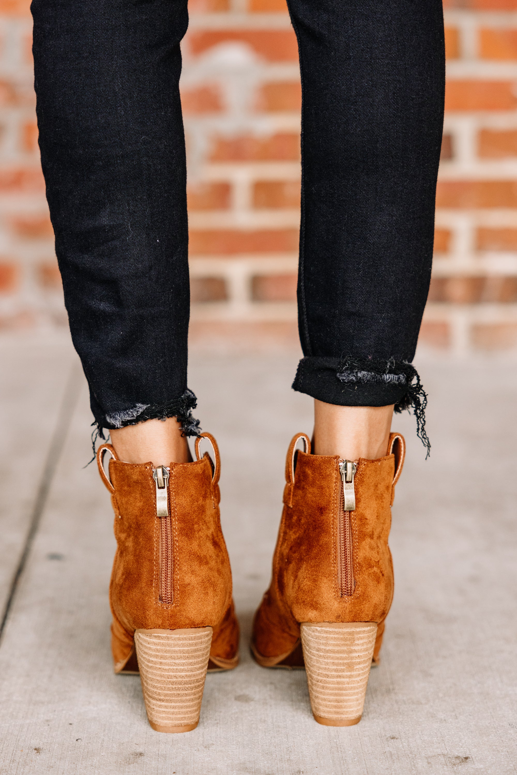 High Hopes Tan Brown Western Heel Booties - Must-Have for Fall!